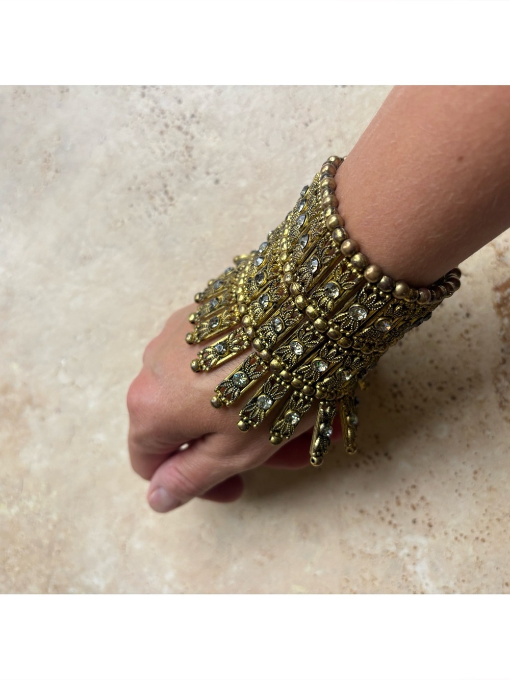Vintage-Inspired Gold Fringe Cuff Bracelet
